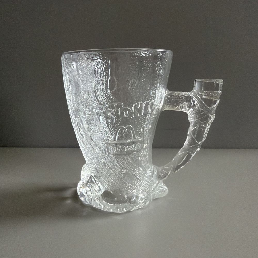Vtg 1993 McDonalds Flintstones RocDonalds "Mammoth Mug" Glass Collector Cup Mug